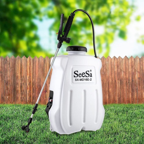 SeeSa 16L Electric Backpack Sprayer 12V Rechargeable Farm Garden Pump Spray Weed Battery Powered Backpack Sprayer for Lawn and Garden, Weeds, Fertilizer - 16L - White