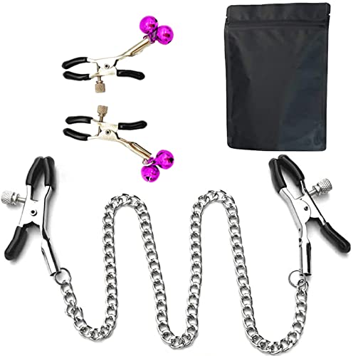 Adjustable Metal Nipple Clamps Non-Piercing Adjustable Metal Nipple Clamps On Nipple Rings Decorative Clip for Clothing Accessories On Nipple Rings Decorative ny1558 (Black/u3) - Black/U3