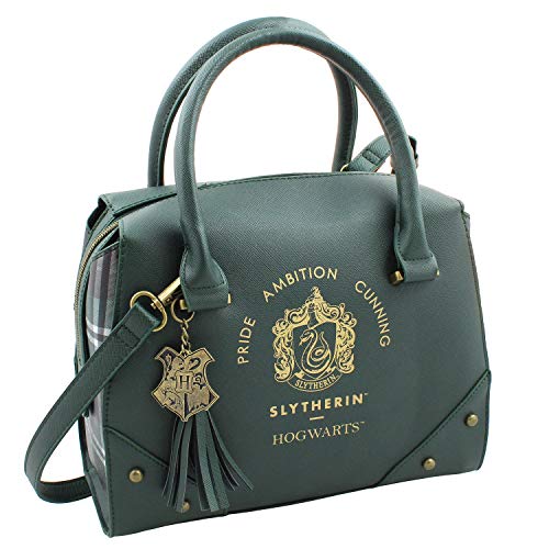Harry Potter Purse Designer Handbag Hogwarts Houses Womens Top Handle Shoulder Satchel Bag - Slytherin