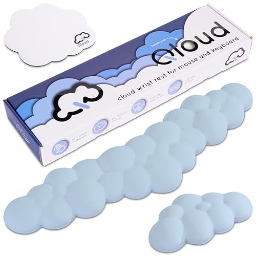 Qloud Cloud Wrist Rest Keyboard – Cloud Palm Rest Keyboard Rest Desk Cloud Wrist Pad – Keyboard Wrist Rest for Computer Keyboard Gaming Wrist Rest Cloud Arm Rest Keyboard Wrist Pad - Light Blue - Light Blue