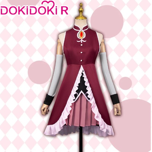 【Size S-2XL】DokiDoki-R Anime Cosplay Costume Red Dress Pink Ruffled Hem | S-Order Processing Time Refer to Description Page