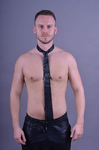 Black Leather Tie | Black