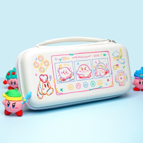 Colorful Kirby Switch Storage Case Bag - White