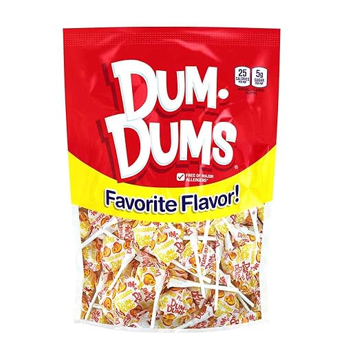 Dum Dums Lollipops - Bulk Candy Bag with Lollipops Individually Wrapped, Single Flavor Gourmet Suckers - 50 Count - Peach Mango - Peach Mango