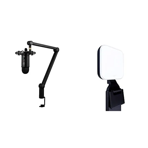 Blue Microphones Yeticaster Pro Streaming Bundle mit Yeti USB-Mikrofon - Schwarz & Logitech Litra Glow Premium LED Streaming-Licht mit TrueSoft - Für Videokonferenzen, Zoom-Meetings