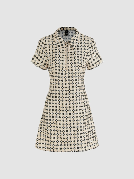 Geometric Pattern Zipped Mini Dress