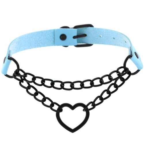 Pastel Goth Heart Choker - Blue