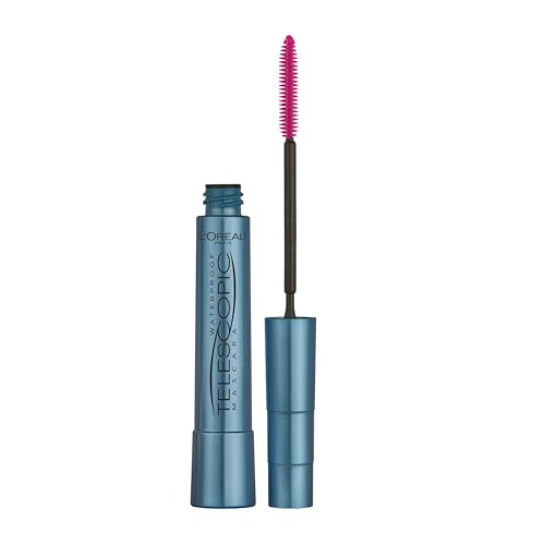 L'Oréal Paris Waterproof Telescopic Mascara, Lengthening Mascara, Unique Non-Clumping Formula Delivering Intense Length For Sensitive Eyes, Black, 7.3 ml - Waterproof Black - Mascara