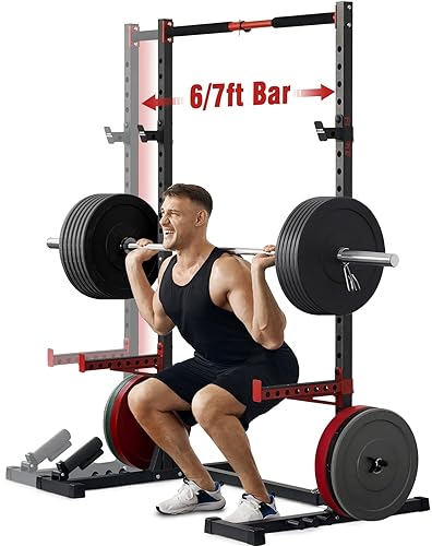 FLYBIRD Squat Rack with Pull-Up Bar, Adjustable Multi-Functional Power Rack, Inner Width Squat Rack Stand Suitable for 6FT,7FT Barbell for Home Gym Equipment… - Squat Rack Only