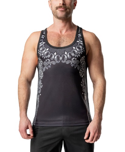 Hank Racerback Tank Top | Black/White / L