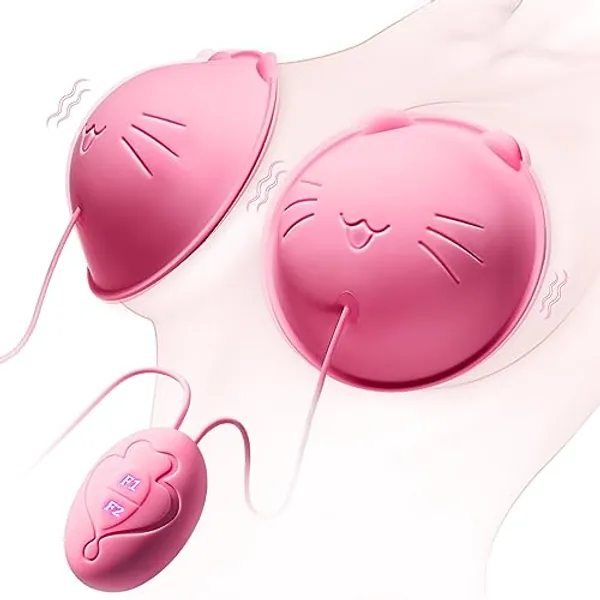 Nipple Toy Vibrator, Vibrating Nipple Clamps Sucking Stimulator Massager with 10 Powerful Vibration，Rechargeable Adult Sex Toys for Women Couples Pleasure Pink