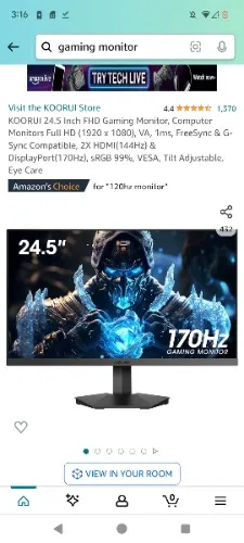 24.5" gaming monitor 
