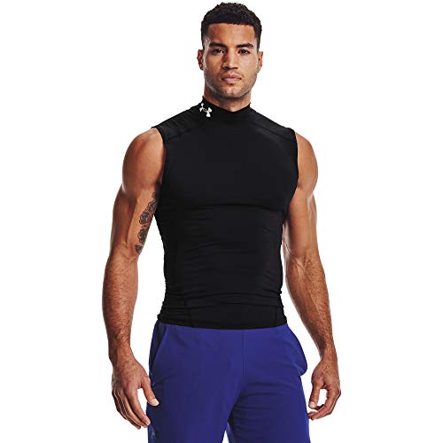 Under Armour Men's HeatGear Compression Mock Sleeveless - Black (001)/White - Large