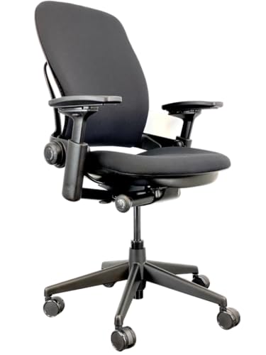 Steelcase Leap V2 - Fully Loaded w/Lumbar Support (Renewed) (Black Fabric - Black Frame) - Black Fabric - Black Frame