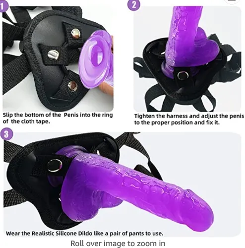Strap on Dildo with Harness, Wearable Realistic Silicone Dildo Adult Sex Toy for Female Masturbation Women Lesbian Couples and Gay