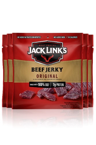 Jack Link's Beef Jerky, Original - Flavorful Meat Snack for Lunches, Ready to Eat Snacks - 7g of Protein, Made with Premium Beef - 0.625 Oz Bags (Pack of 5) - Original Pack of 5