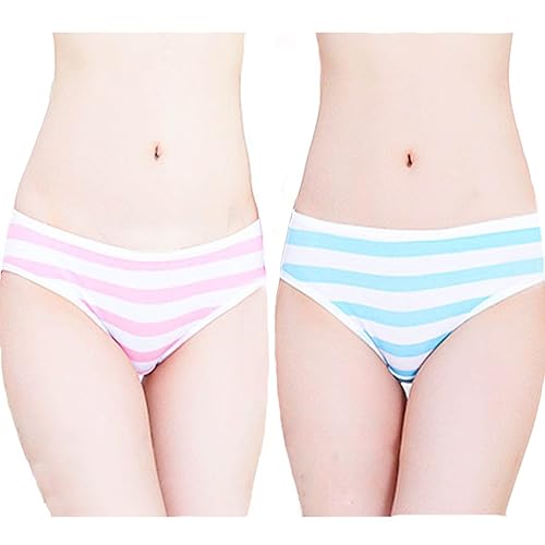 Joyralcos Japanese Striped Panties Bikini Cotton Anime Blue Pink Cosplay Underwear 2 Pack Briefs - One Size - Classic Briefs
