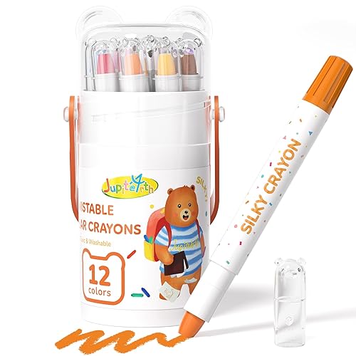 Toddler Crayons, 12 Colors Jumbo Crayons for Toddlers, Non Toxic Washable Crayons, Twistable Crayons for Toddlers 1-3, Easy to Hold Ultra-Silky Large Crayons for Kids Ages 4-8, Toddler Art Supplies - Multicolored（12Pack)