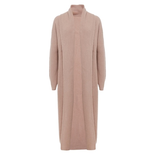 Ribbed Cashmere Coatigan In Toffee by Loop Cashmere