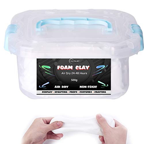 1.1lb Moldable Cosplay Foam Clay (White) – High Density and Hiqh Quality for Intricate Designs | Air Dries to Perfection for Cutting with a Knife or Rotary Tool, Sanding or Shaping - 500g - White