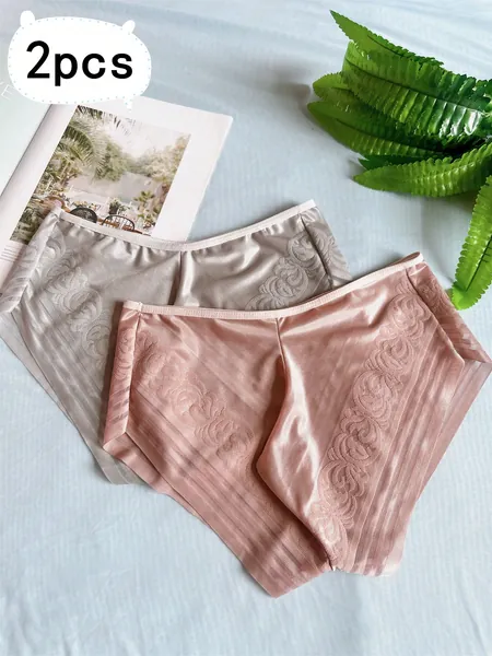 2pcs New  Sexy No Trace Of Transparent U Convex Personality Lace Spicy Men'S Large Size High-Grade Ice Underwear Gray, Pink Sexy Lingerie