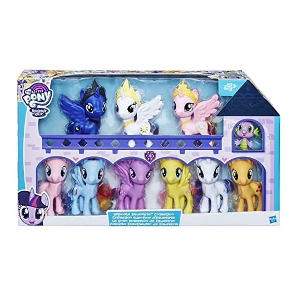 My Little Pony Friendship is Magic Toys Ultimate Equestria Collection – 10 Figure Set Including Mane 6, Princesses, and Spike the Dragon – Kids Ages 3 and Up