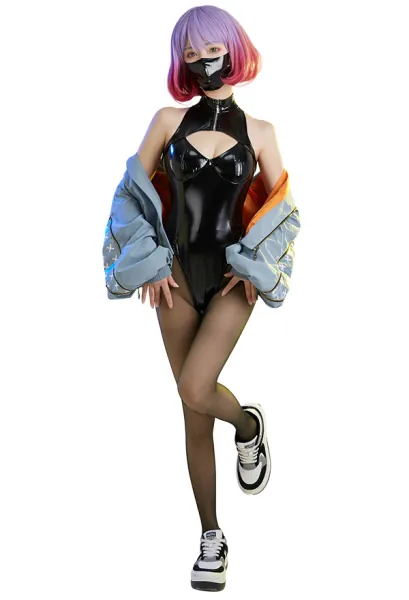 Astrum Design Mask Girl Luna Cosplay Costume Black Bodysuit with Coat Stockings Mask