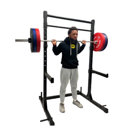 HULKFIT Pro Series 2.35" x 2.35" Power Squat Rack Stand with Pull Up Bar - Multi Color - Black