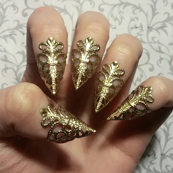 Gold Dragon Claws // Nail Armor // Set of 5