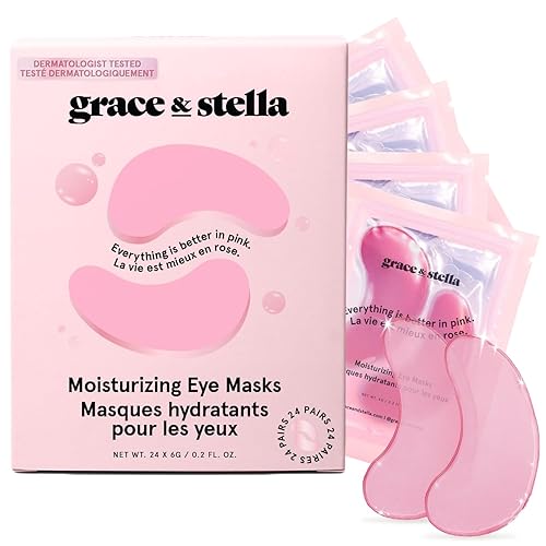 grace & stella Award Winning Under Eye Mask - Valentines Gifts - Bridesmaid Proposal Gifts - Reduce Dark Circles, Puffy Eyes, Undereye Bags, Wrinkles - Under Eye Patches - Vegan (24 Pairs, Pink) - Pink (24 Pairs)