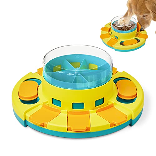 Potaroma Dog Puzzle Toy 2 Levels, Slow Feeder, Dog Food Treat Feeding Toys for IQ Training, Dog Entertainment Toys, 4.2 Inch Height - 4.2 Inch Height - 2 Level Puzzles Blue