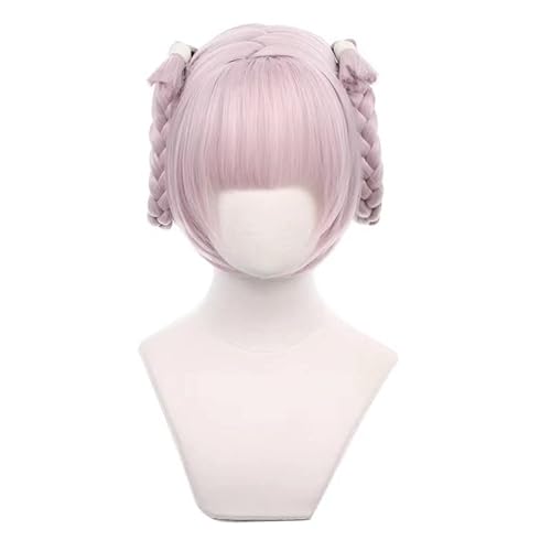 Tongtta Short Pink Cosplay Nanakusa Nazuna Wig with 2 Removable Braid Halloween Cosplay Custume Party Wig for Women - Nazuna Nanakusa