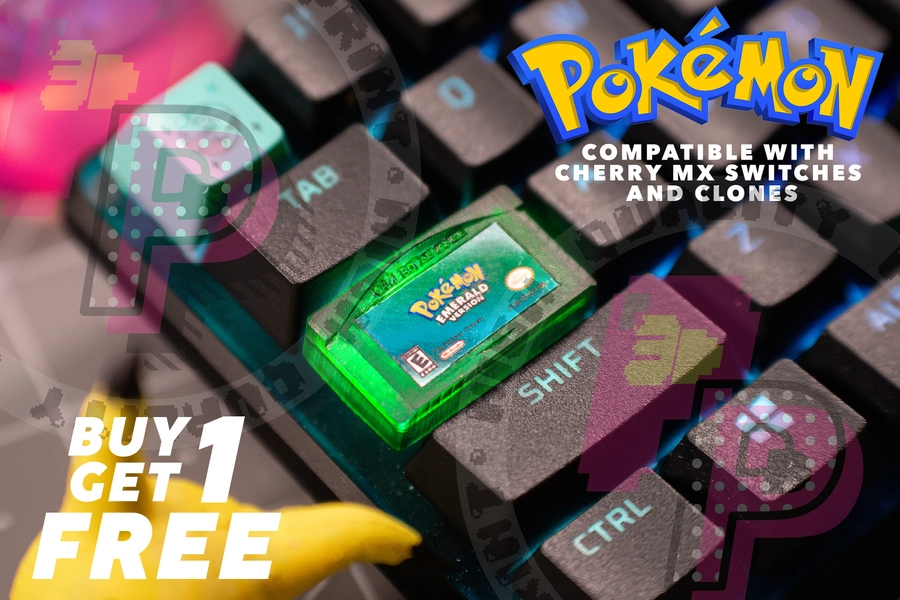 Pokemon Themed Gameboy keycap, Custom Gameboy Advance Cartridge Keycaps, Leaf Green, Fire Red, Ruby, Emerald, Saphire, Custom keycap