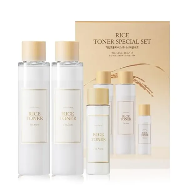 I'm From Rice Toner Special Set 11.15 Fl Oz, Limited Edition, Hydrating for Dry Skin, Vegan, Alcohol Free, Fragrance Free, Peta Approved, K Beauty Toner, Gift set for women