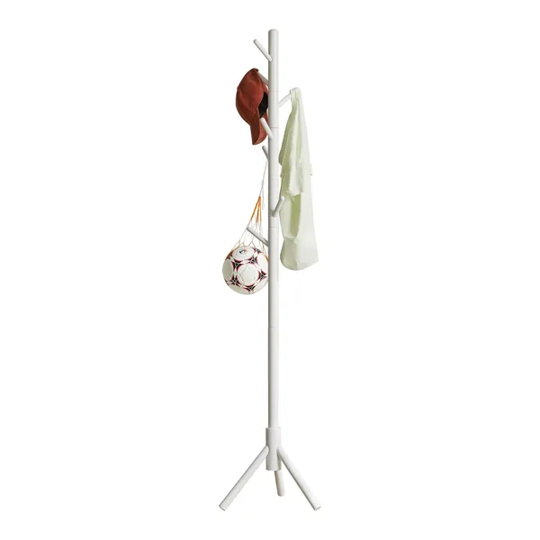 Aibiju Coat Racks, Freestanding Hall Tree With 8 Hooks, Wooden Coat Stand Easy to Assemble, Suitable for Children and Adult Hangers, Bedroom or Office Entryway Clothes and Hat Tree Rack(White) YD-1005 - White