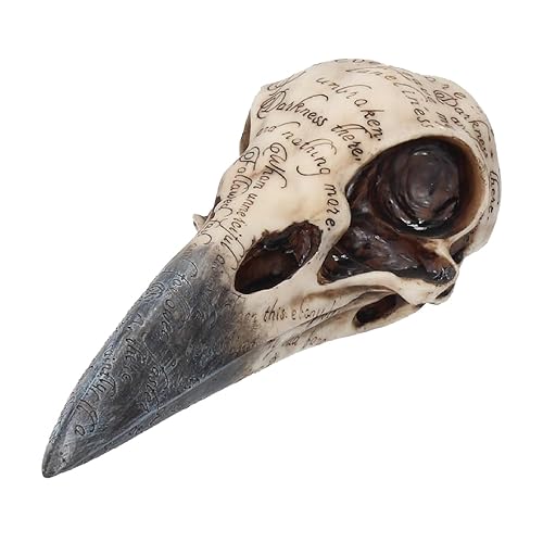 Nemesis Now Edgar's Raven Skull Figurine, Gothic Decor, Bird Skeleton, Hand-Painted Resin, Edgar Allan Poe Themed Ornament with Engraved Poem, 21cm