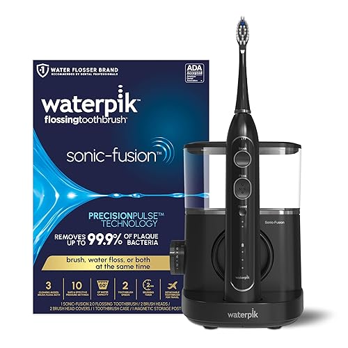 Waterpik Sonic-Fusion 2.0 Professional Flossing Electric Toothbrush with Water Flosser Combo In One, Black SF-04, Packaging May Vary - Black - Version 2.0
