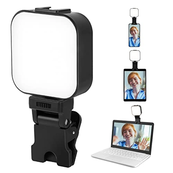 Selfie Light,High Power 64 LED Rechargeable,Video Conference Lighting Kit,5 Light Modes, Portable Clip on Light for Phone/Tablet/Laptop/Camera ，Zoom Call TikTok Video Fill Light
