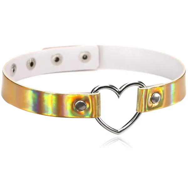 Love Heart PU Leather Choker Necklace Goth Choker Collar Chain