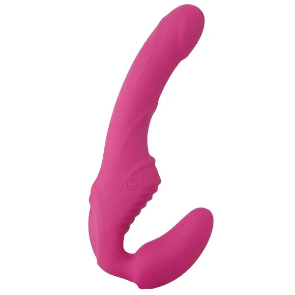 Eves Vibrating Rechargeable Strapless Strap On Vibrator, 8.75 Inch, Pink