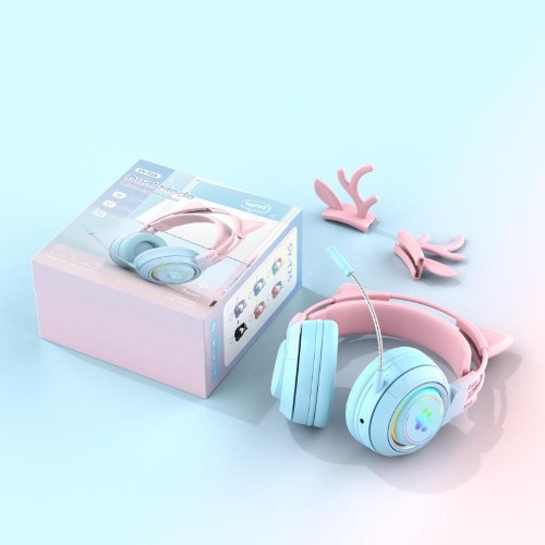 Interchangeable Deer Antler & Neko Headset - Blue & Pink