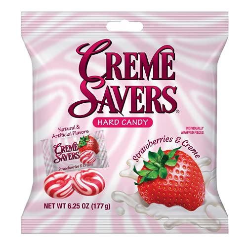 Creme Savers Strawberries and Creme Hard Candy | The Taste of Fresh Strawberries Swirled in Rich Cream | The Original Classic Brought To You By Iconic Candy | 6.25oz Bag - Strawberries and Creme - 6.25oz Bag