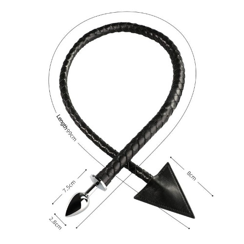 Toys: "Demon Time" Leather Tail Butt Plug - Black