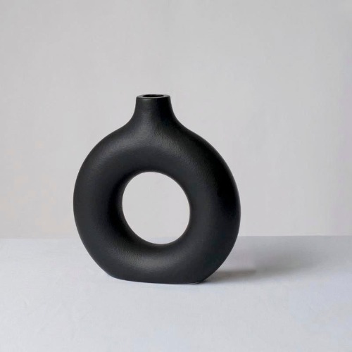 Ceramic Donut Vase - Medium / Black
