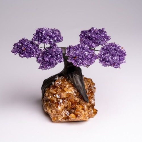 Genuine Amethyst Clustered Gemstone Tree on Citrine Matrix (4 in.)(The Empowerment Tree)