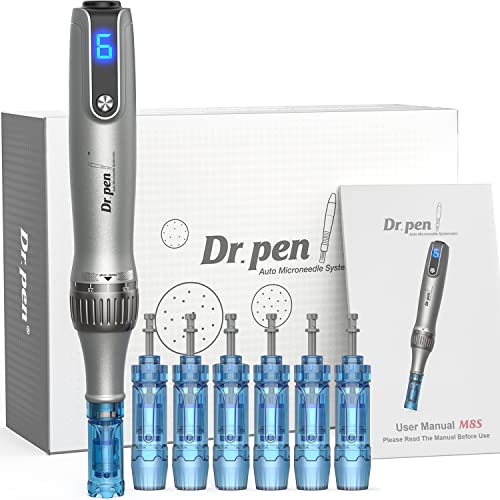 Dr. Pen Ultima M8S Professional Microneedling Pen - 2023 Year Microneedle Pen for Hair Beard Growth - Wireless Derma Skin Pen - Amazing Skin Pen for Face Body - 6 Cartridges (3pcs 18pin + 3pcs 36pin)