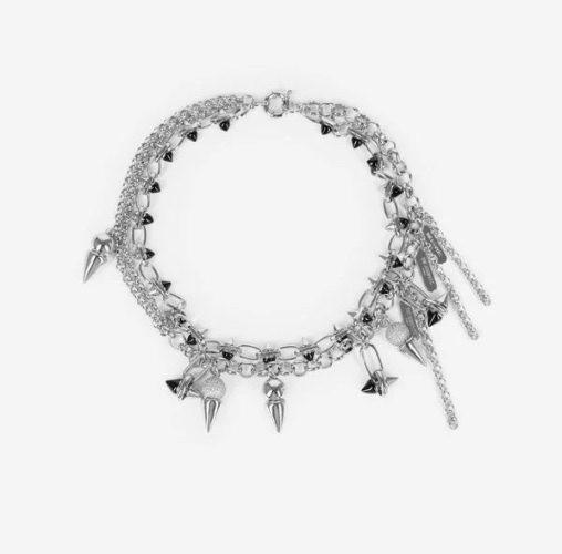 Women's 2-row silver spiked necklace | The Kooples