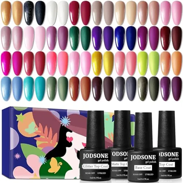 JODSONE Gel Nail Polish Starter Set Ribbon Glitter Summer Light Gel Nail Polish Winter Dark Nail Polish Glossy 36-Piece Multi-color Gel Nail Polish Set