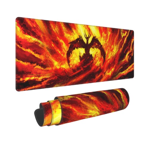 Fire Dragon Gaming Mouse Pad XL, Large Non Slip Rubber Mousepad, Stitched Edges Desk Pad, Long Extended Mice Pad,31.5'' X 11.8'' - Fire Dragon