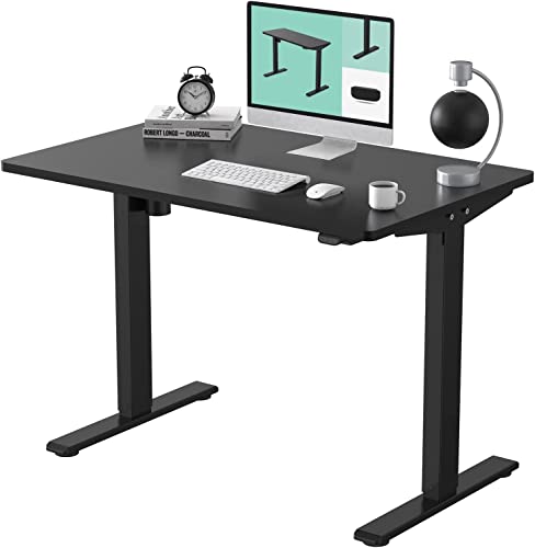 FLEXISPOT Standing Desk 48 x 30 Inches Height Adjustable Desk Electric Sit Stand Desk Home Office Desks Whole Piece Desk Board (Black Frame + Black top,2 Packages) - 48x30" - Black